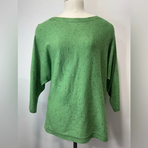 J. Jill  Petite small Marled Flecked Green 3/4 Sleeve Pullover - Picture 1 of 13